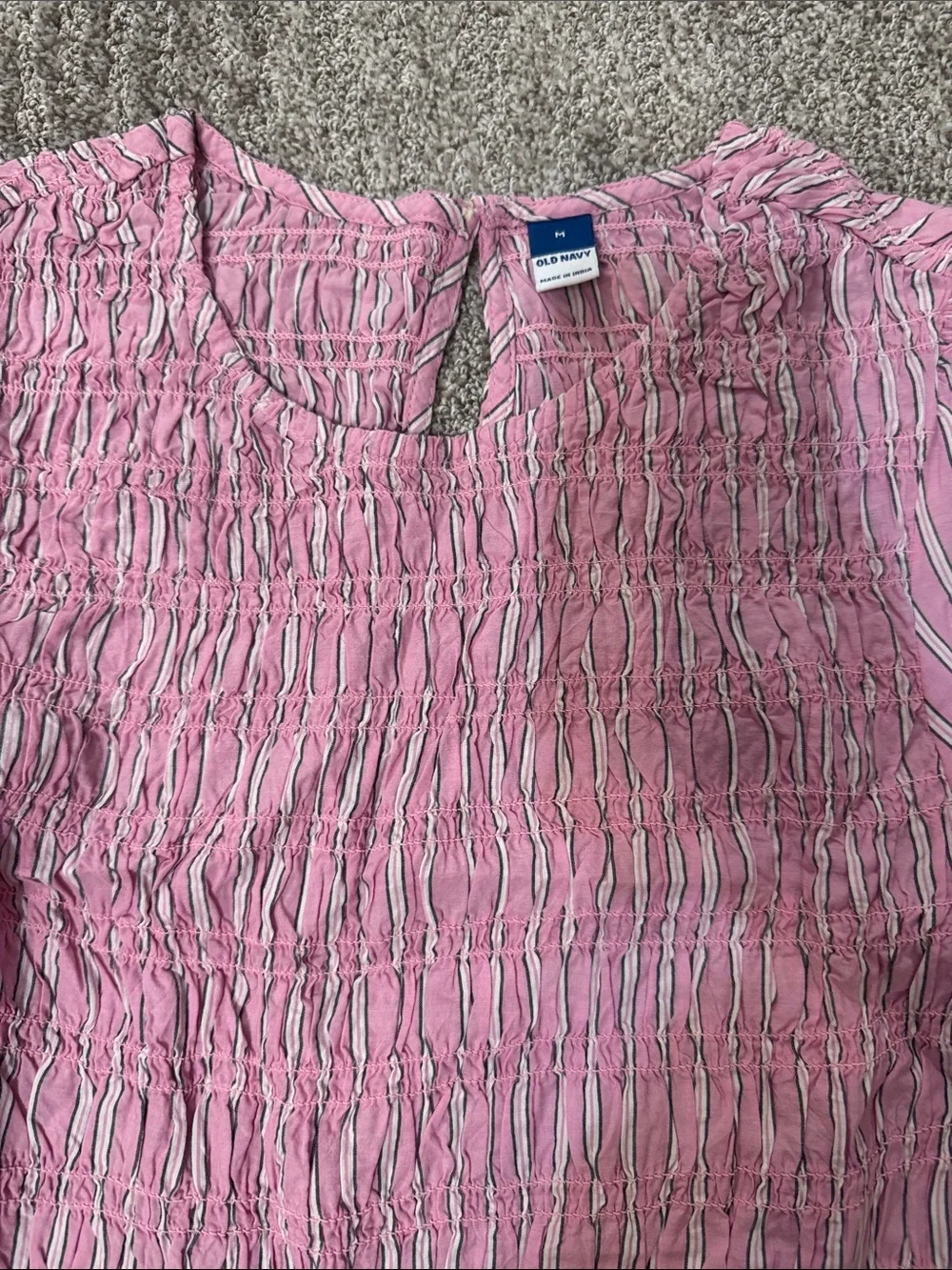 Old Navy Pink Striped Smocked Girls' Blouse